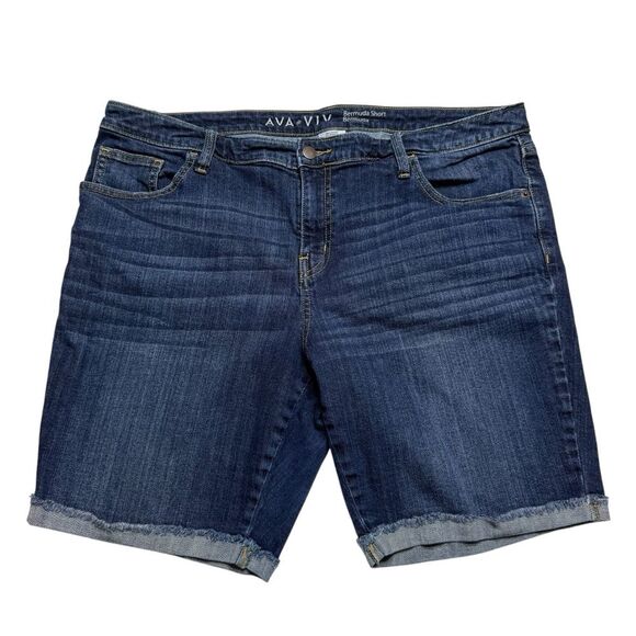 Ava & Viv Denim Bermuda Shorts Blue Plus Sz 18W - Picture 1 of 9